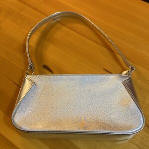 Silver Handbag Leather Reflective Shoulder Bag